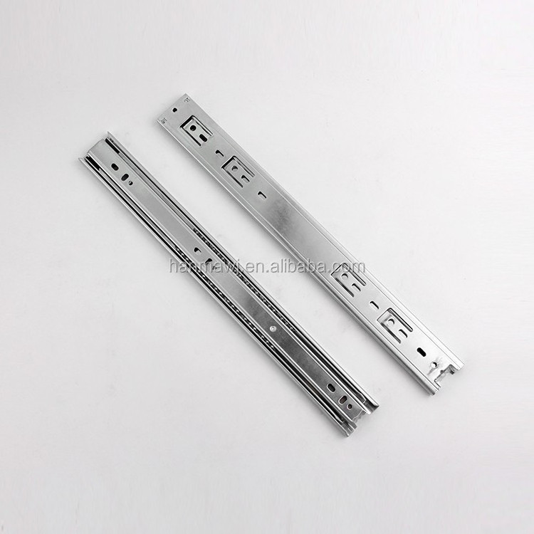 China Hardware Slim Heavy Duty  3 Fold Ball Bearing Soft Close Rail Cabinet Telescopic Sliding  Drawer  Slide Channel