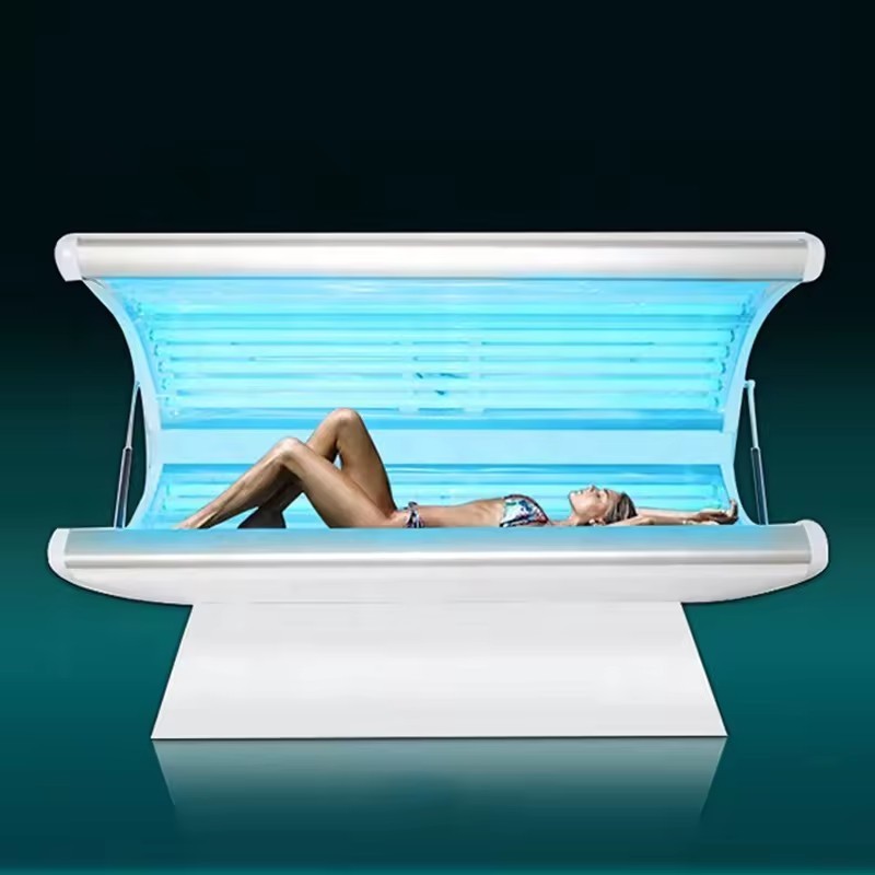 CE EMC RoHS Solarium Device Stand Up Tanning Bedsolarium Tanning Machine With 52pcs Germany Uv Red Light Lamp Tubes