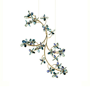 European and american style creative petal chandelier ceiling lamps art living room crystal flower modern pendant light