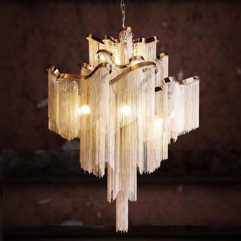 Luxury chandelier pendant light long crystals chandelier drop celling light with acrylic and crystal