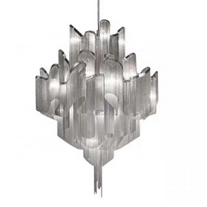 Luxury chandelier pendant light long crystals chandelier drop celling light with acrylic and crystal