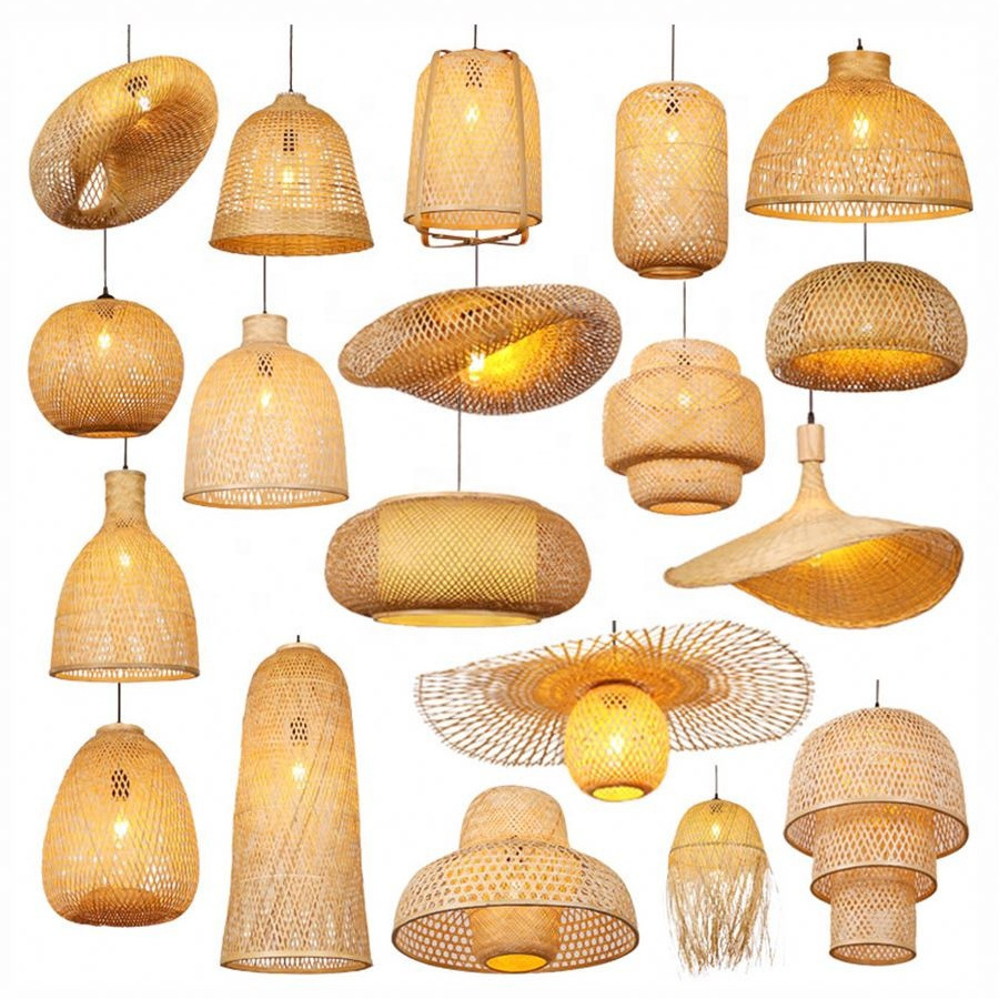 High quality dining room contemporary lantern new art decor handmade rattan lampshade ball ceiling light modern bamboo Lamp