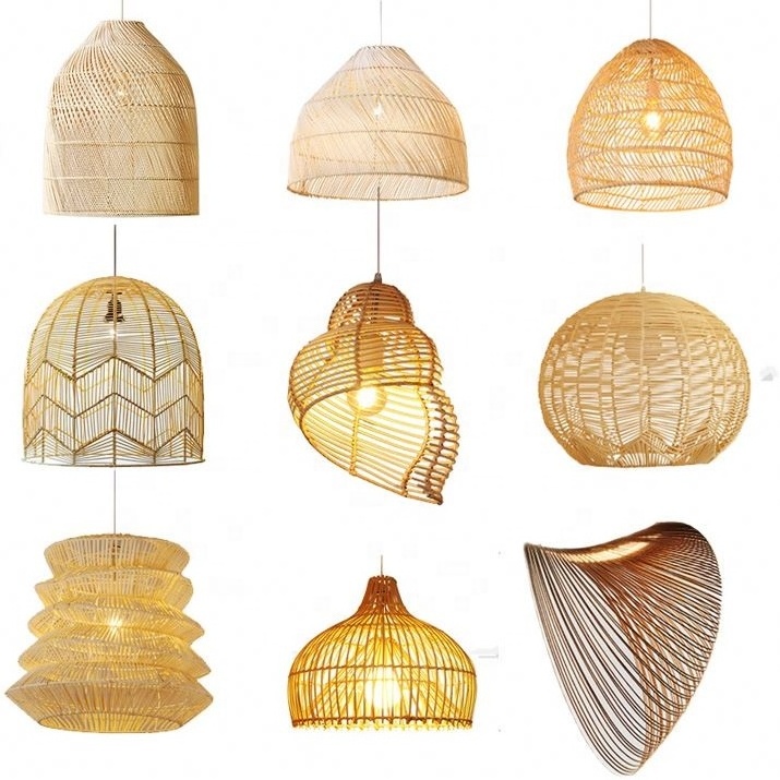 High quality dining room contemporary lantern new art decor handmade rattan lampshade ball ceiling light modern bamboo Lamp