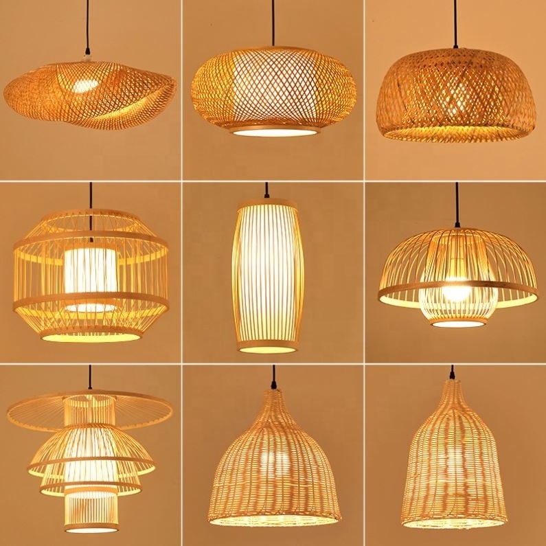 High quality dining room contemporary lantern new art decor handmade rattan lampshade ball ceiling light modern bamboo Lamp