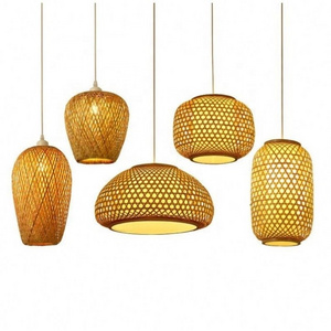 Modern Handmade Wicker Hanging Lamps Rattan Ceiling Light Wood Suspension Lantern Bamboo Pendant Light For Home Decor Lighting