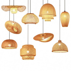 Handmade wicker hanging lamps shades Ceiling Lighting Bamboo Rattan Pendant Light home lantern decoration