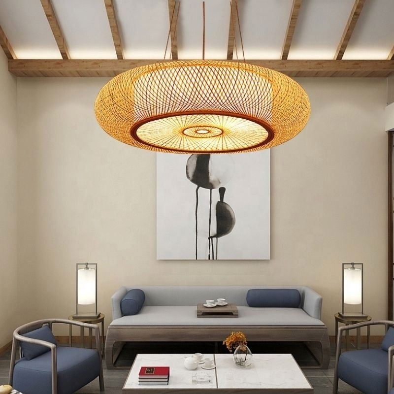 Chinese rattan handcraft designer  home handmade luminaria bambu bamboo lamp shade rattan pendant light for bedroom