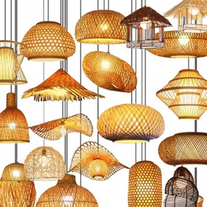 Chinese rattan handcraft designer  home handmade luminaria bambu bamboo lamp shade rattan pendant light for bedroom