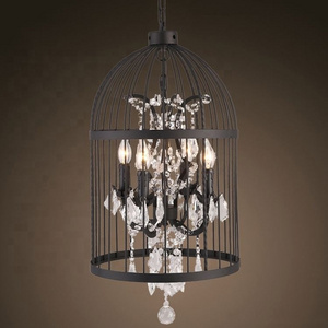 Restaurant Birdcage Chandelier Vintage Light Crystal Lighting Bird Cage Chandeliers Hanging Ceiling Light Fixture CZ2510/4