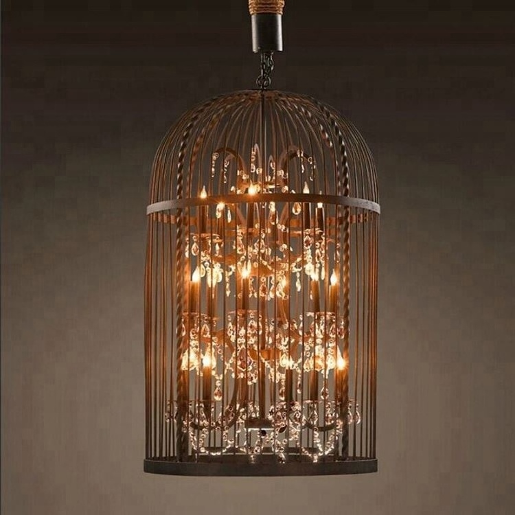 Restaurant Birdcage Chandelier Vintage Light Crystal Lighting Bird Cage Chandeliers Hanging Ceiling Light Fixture CZ2510/4