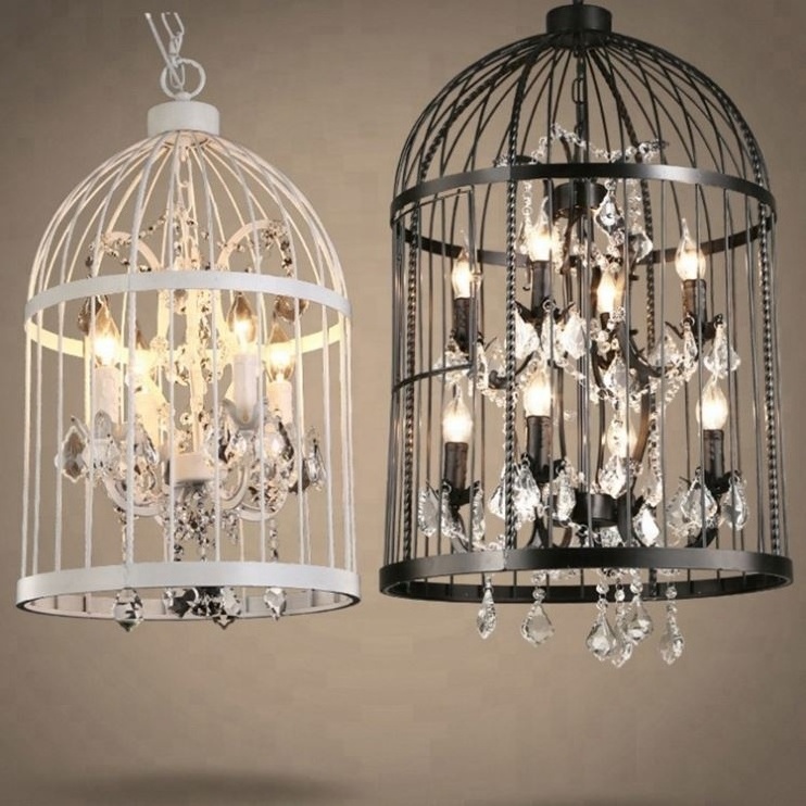 Restaurant Birdcage Chandelier Vintage Light Crystal Lighting Bird Cage Chandeliers Hanging Ceiling Light Fixture CZ2510/4