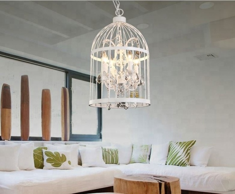 Restaurant Birdcage Chandelier Vintage Light Crystal Lighting Bird Cage Chandeliers Hanging Ceiling Light Fixture CZ2510/4