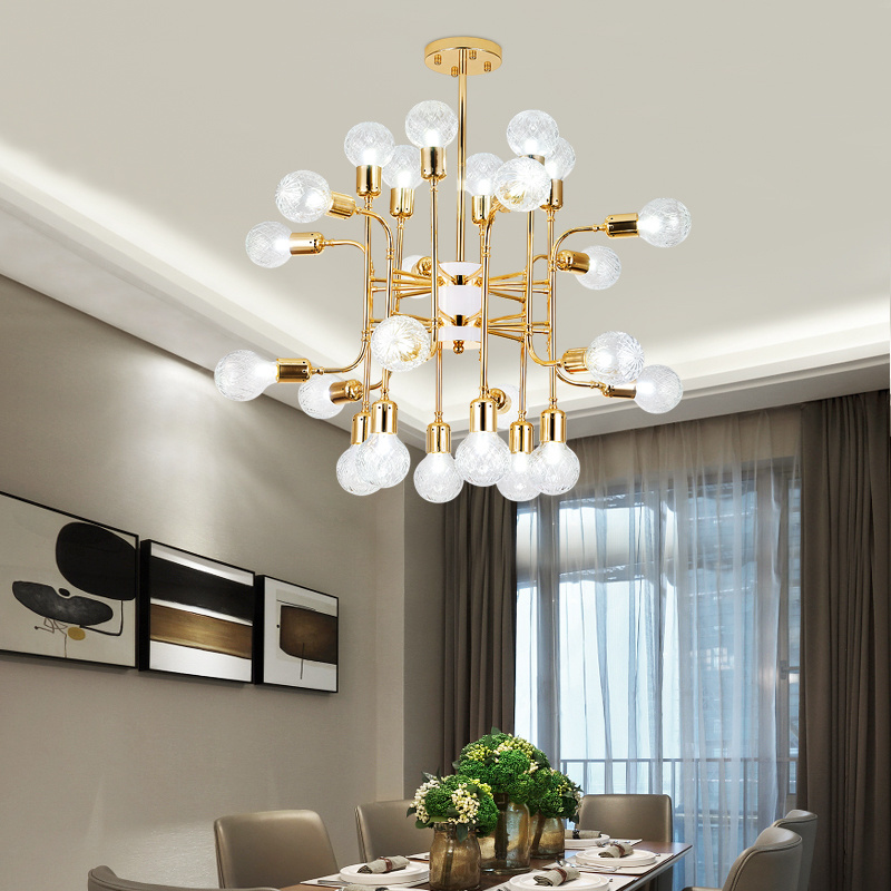 Net coffee atmospheric luxury crystal ball chandelier Nordic postmodern creative villa living room dining room bedroom