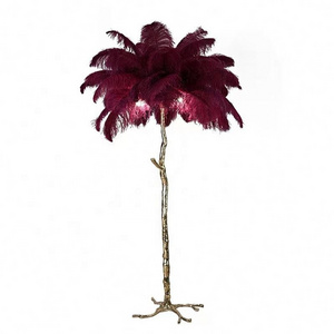 Luxury palmera table lamp ostrich feather tree stand led floor lamp arc standing natural  floor lamps with feathers