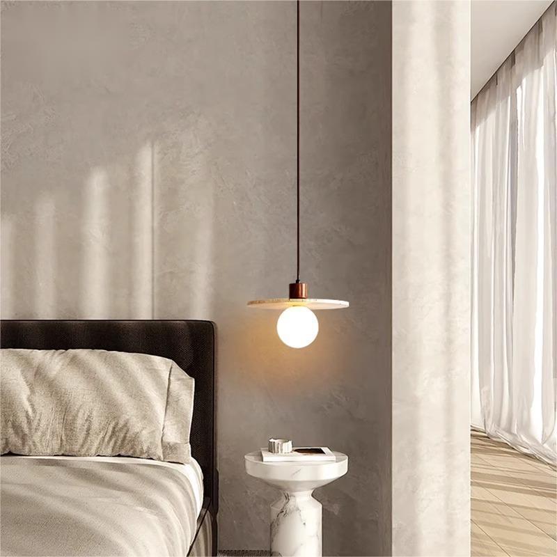 Cross-border restaurant bedroom bedside chandelier cream wabi sabi yellow cave stone industrial pendant lamp