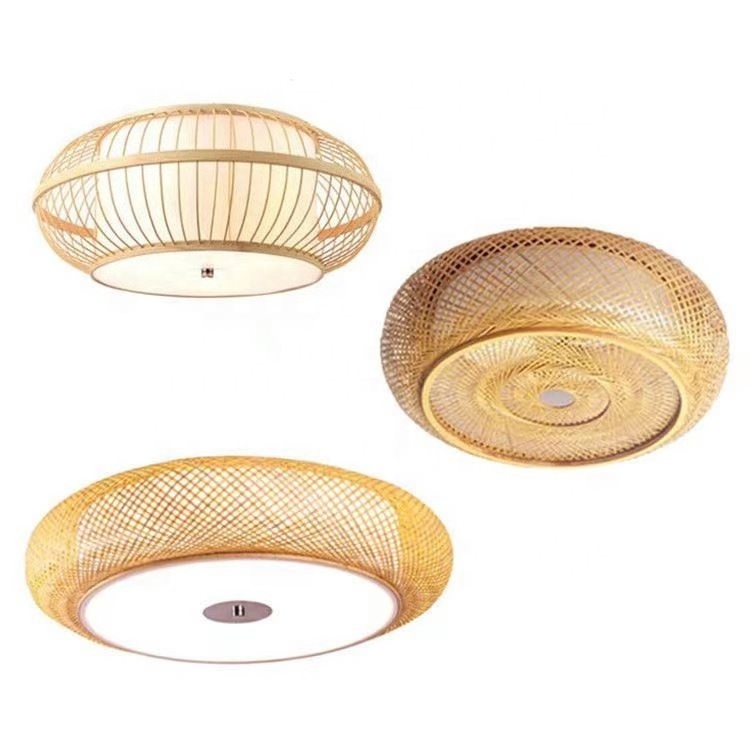 Manual rattan lamp design indoor manual wicker wholesale bamboo ceiling light Chinese style bamboo lamp shade