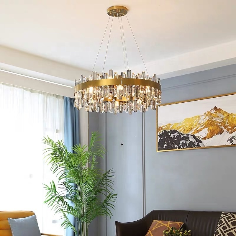 Luxury living room pendant lighting creative round led K9 crystal chandeliers for villa hotel modern lamps