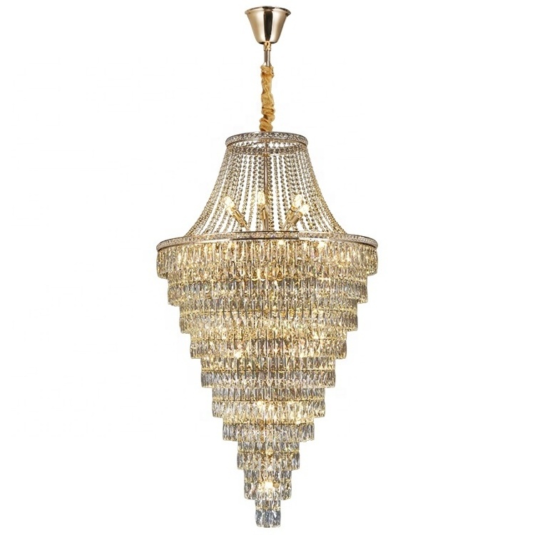 Modern led golden retro lamp light brass mid century ceiling fixture lamps for elegant decoration indoor k9 crystal chandelier