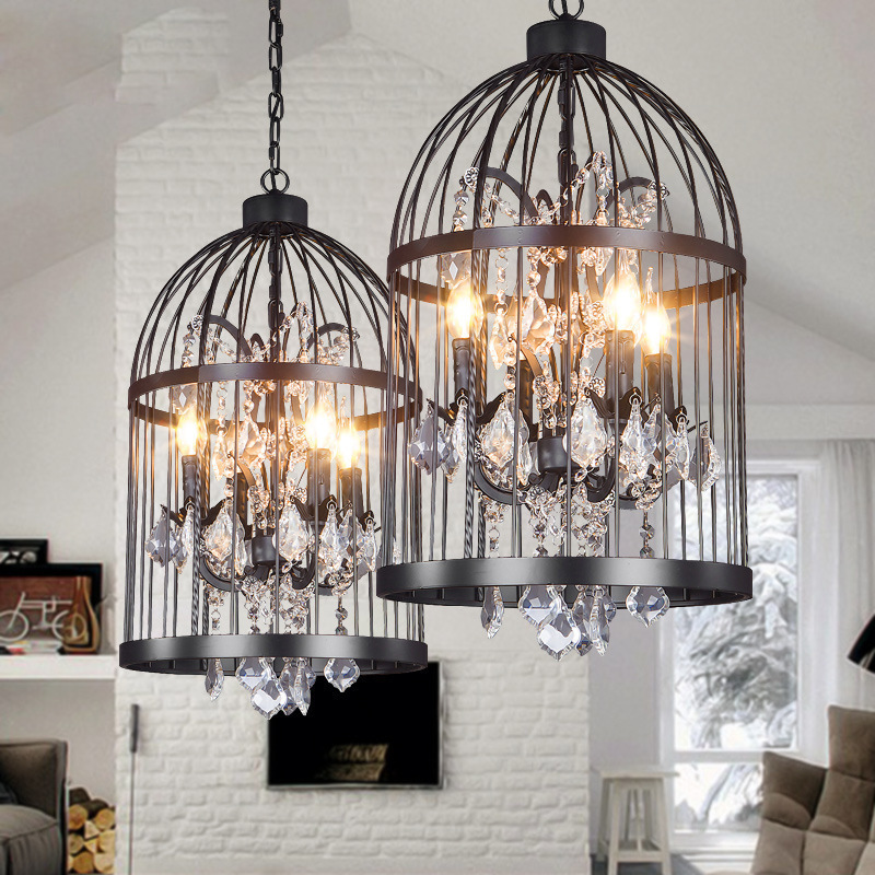 Cozee Crystal Vintage Lighting Birdcage Chandelier Cristal Hanging Light American Restaurant Chandelier Designer Light CZ2510/8