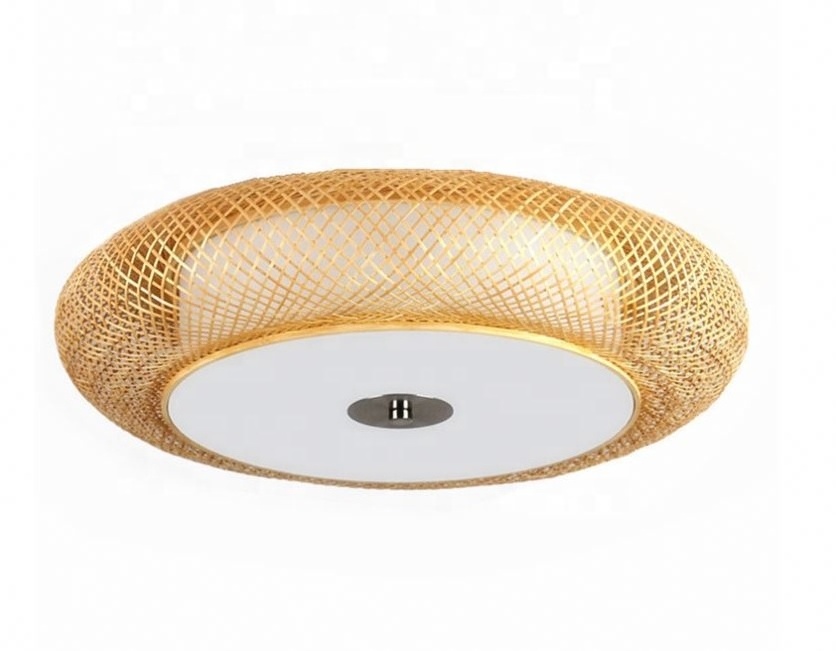 Manual rattan lamp design indoor manual wicker wholesale bamboo ceiling light Chinese style bamboo lamp shade