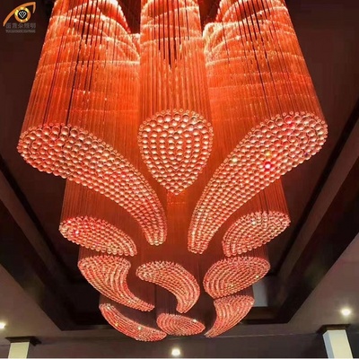 Luxury large chandelier in wedding banquet hall with Variable color creative crystal pendant light