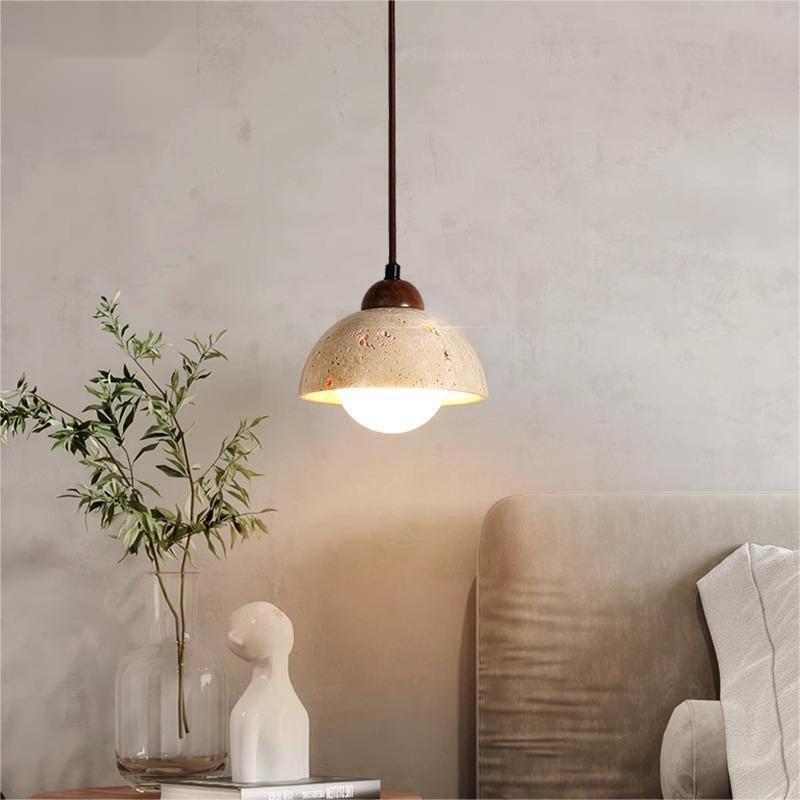 Cross-border restaurant bedroom bedside chandelier cream wabi sabi yellow cave stone industrial pendant lamp