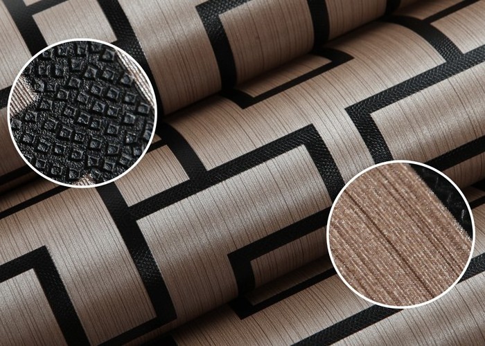 Chinese style beautiful pattern stereo grid coffee color wallpaper