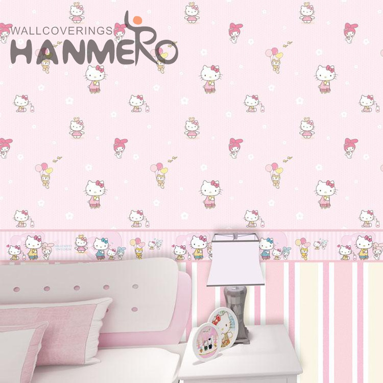 Hello kitty Waterproof Non woven Wallpaper Wall Stickers Sale Kids Children Girls Baby Bedroom Wall nursery room interior decor