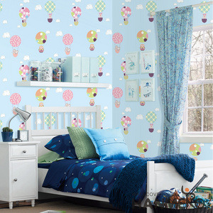 Kids Style 0.53*10M Blue Ballon PVC Baby Wallpaper For Bedroom Wall Decor