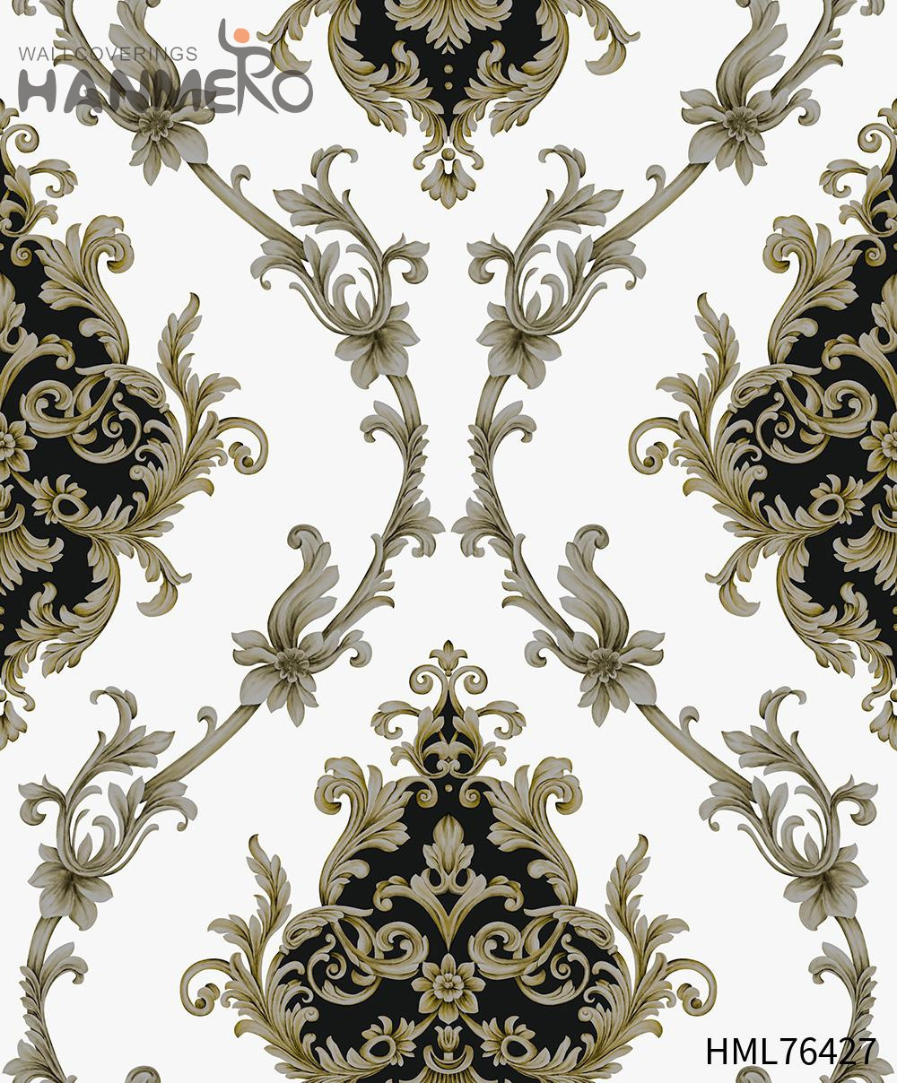 HANMERO Luxury High Grade Black Gold Embossed Texture Metallic 3D Damask wallpaper for wall Roll washable Vinyl PVC Wallpaper