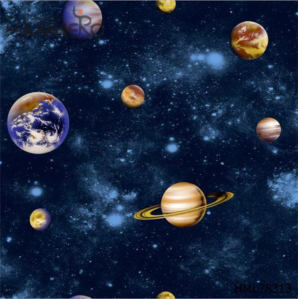 Kids Children Boys Space Galaxy And Planets Wallpaper Rolls Non-toxic Vinyl Wallpapers for kids room nursery room wall decor