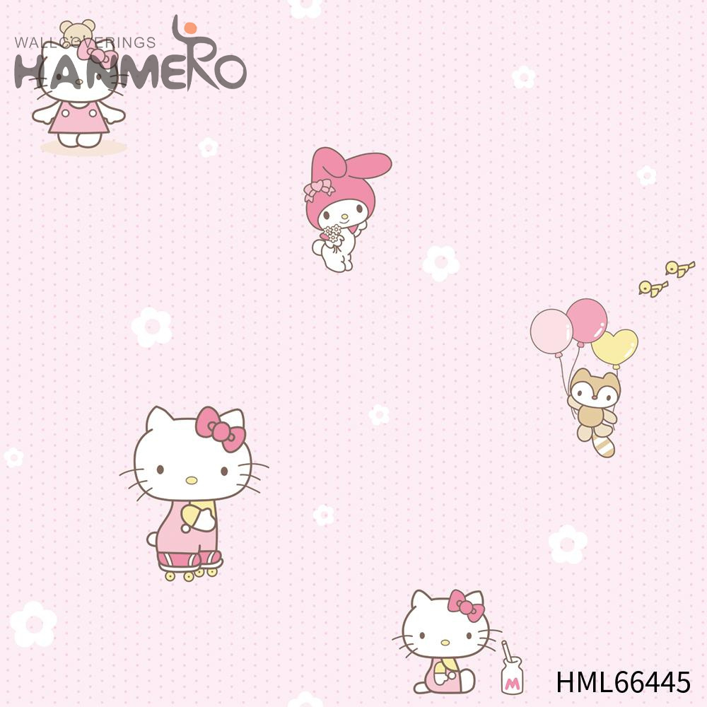 Hello kitty Waterproof Non woven Wallpaper Wall Stickers Sale Kids Children Girls Baby Bedroom Wall nursery room interior decor