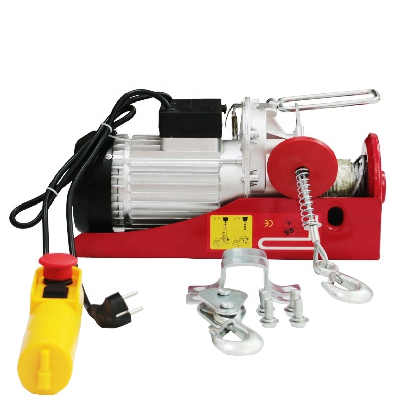 220v motor 1000kg small mini wire rope electric cable Pulley crane winch chain hoist