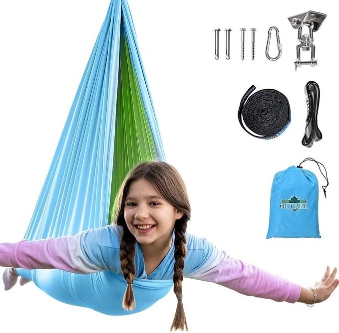 Kids Aerial Yoga Hammock Elastic Anti-gravity Swing For Inoutdoor Children Sensory Training Hanging Chair