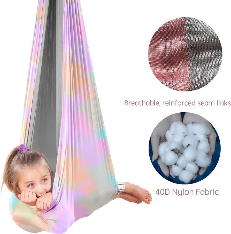 Multifunctional Elastic Kids Children Hanging Cuddle Wrap Swing Seat for Autism ADHD ADD Therapy Aerial Yoga Hammock