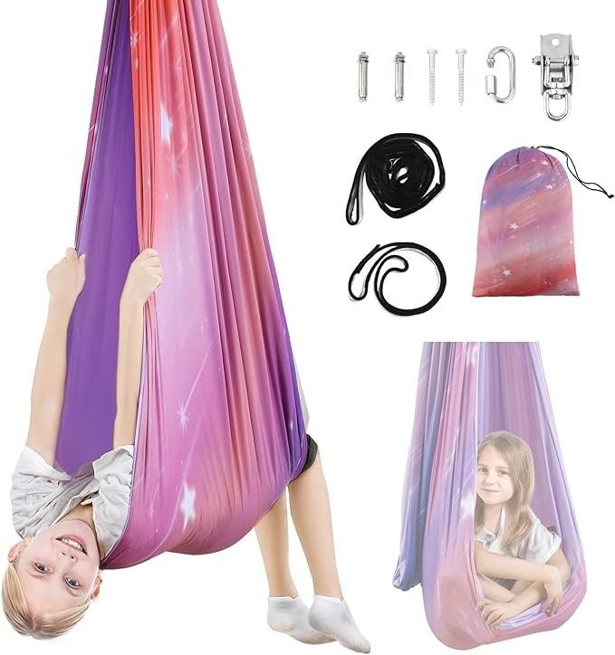 Multifunctional Elastic Kids Children Hanging Cuddle Wrap Swing Seat for Autism ADHD ADD Therapy Aerial Yoga Hammock