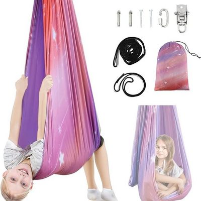 Multifunctional Elastic Kids Children Hanging Cuddle Wrap Swing Seat for Autism ADHD ADD Therapy Aerial Yoga Hammock