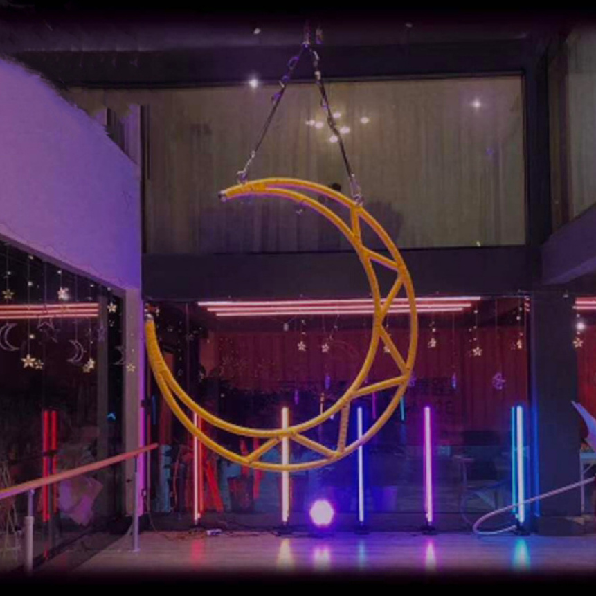 Complete LED Aerial Moom Lyra Hoop Set with Carabiners Daisy Chain Pose Guide for Aerial Yoga Swing for Sports Entertainment