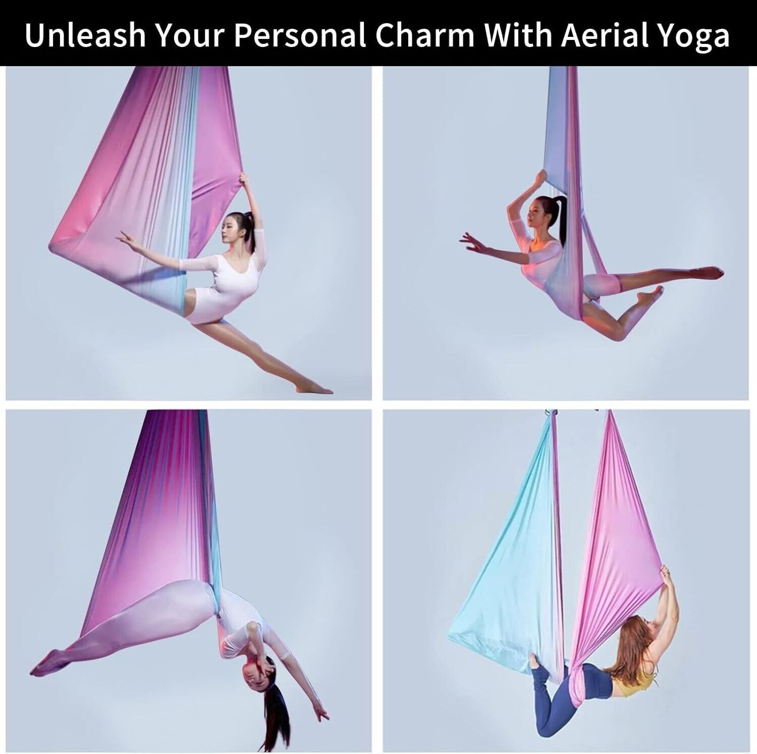 Aerial Yoga Hammock Aerial Silks Kit for Home Yoga Gymnastics Swing Trapeze Anti-gravity Pilates