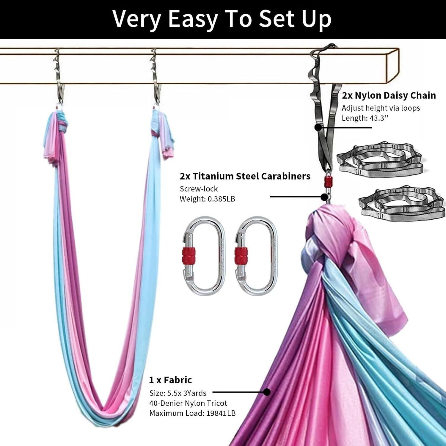 Aerial Yoga Hammock Aerial Silks Kit for Home Yoga Gymnastics Swing Trapeze Anti-gravity Pilates