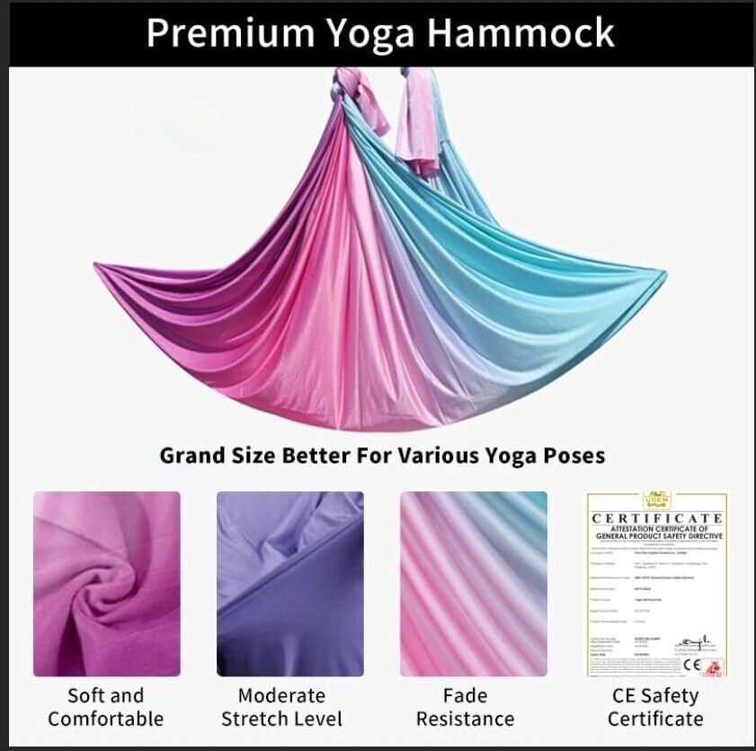 Aerial Yoga Hammock Aerial Silks Kit for Home Yoga Gymnastics Swing Trapeze Anti-gravity Pilates