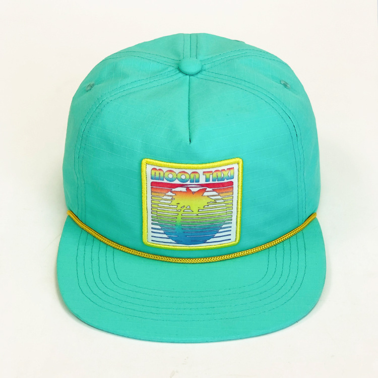 Custom Five Panel Waterproof Nylon Running Cap ,Unstructured 5 Panel Custom Rope Snapback Hat