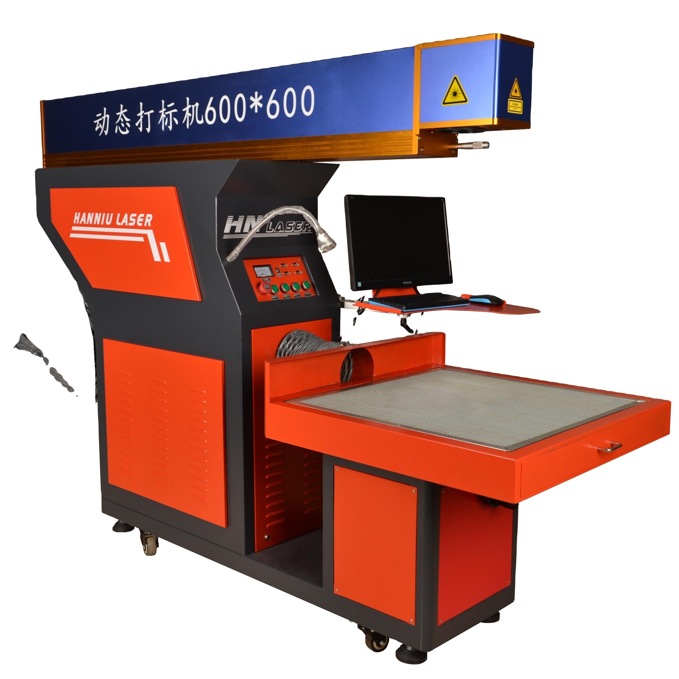 Hanniu 400*400mm 600*600mm Large Format Co2 Dynamic Focusing Laser Marking Machine Mark Acrylic Wood MDF Laser Marker