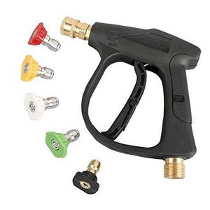 High Pressure Washer Gun Kit with 5 Spray Nozzle Tips, 1/4'' Quick-Connector, Power Washer Gun with M22-14mm/15mm Fittings