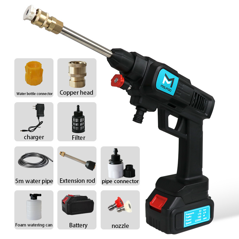 24V 48Vf Multi Fonction Automatic Car Wash Spray Gun Foam Foam Mini Portable Cordless High Pressure Car Washer Gun