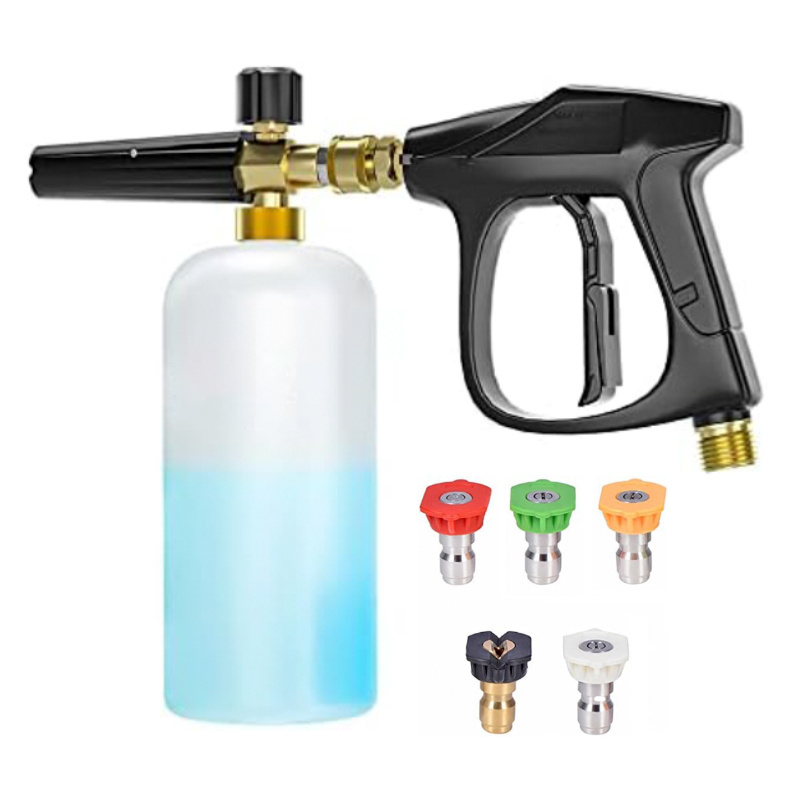 4000 Psi High Pressure Wash Snow Foam Cannon Gun Kit 5 Color Nozzles M22-14 Fitting