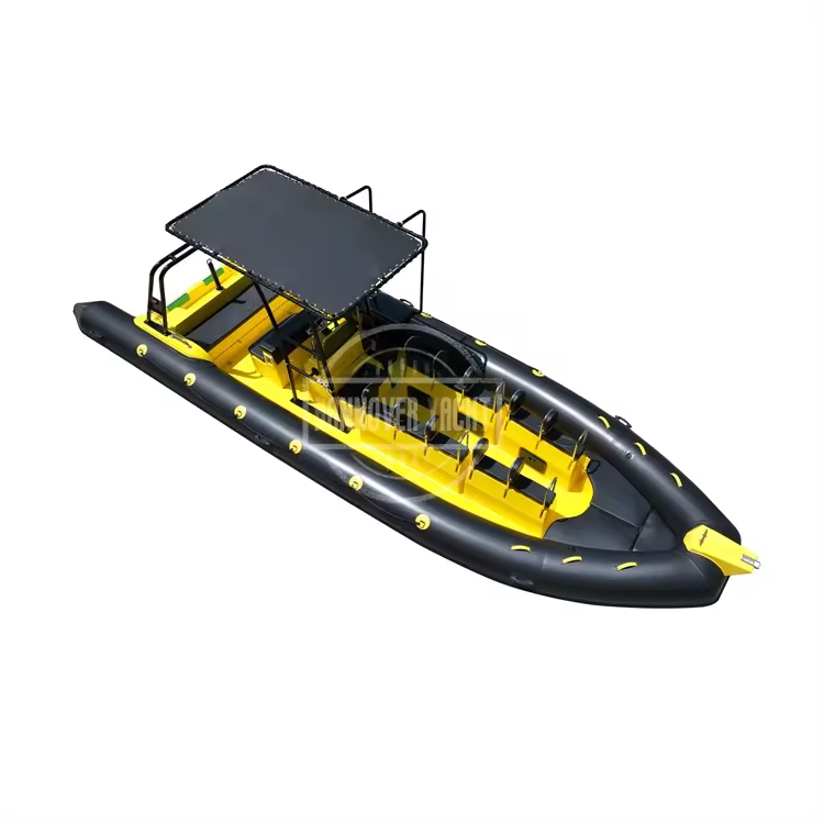 Best selling  boat aluminum 28ft fishing inflatable boat with steering wheel rib boat hypalon 860