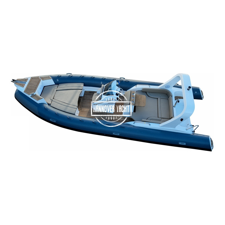 Dark Grey Hypalon/PVC Fiberglass Hull Inflatable Boat RIB760 For Sale 15Capacity