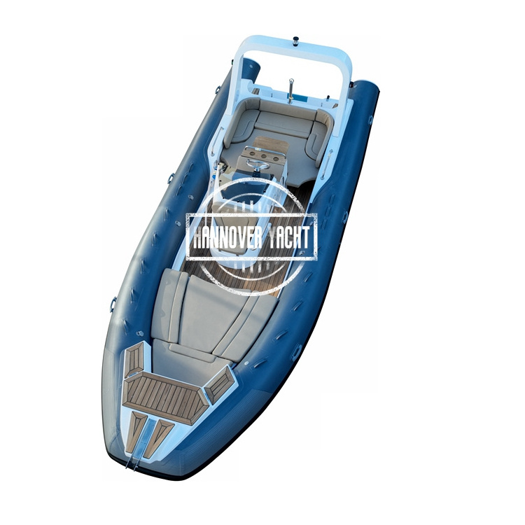 Dark Grey Hypalon/PVC Fiberglass Hull Inflatable Boat RIB760 For Sale 15Capacity