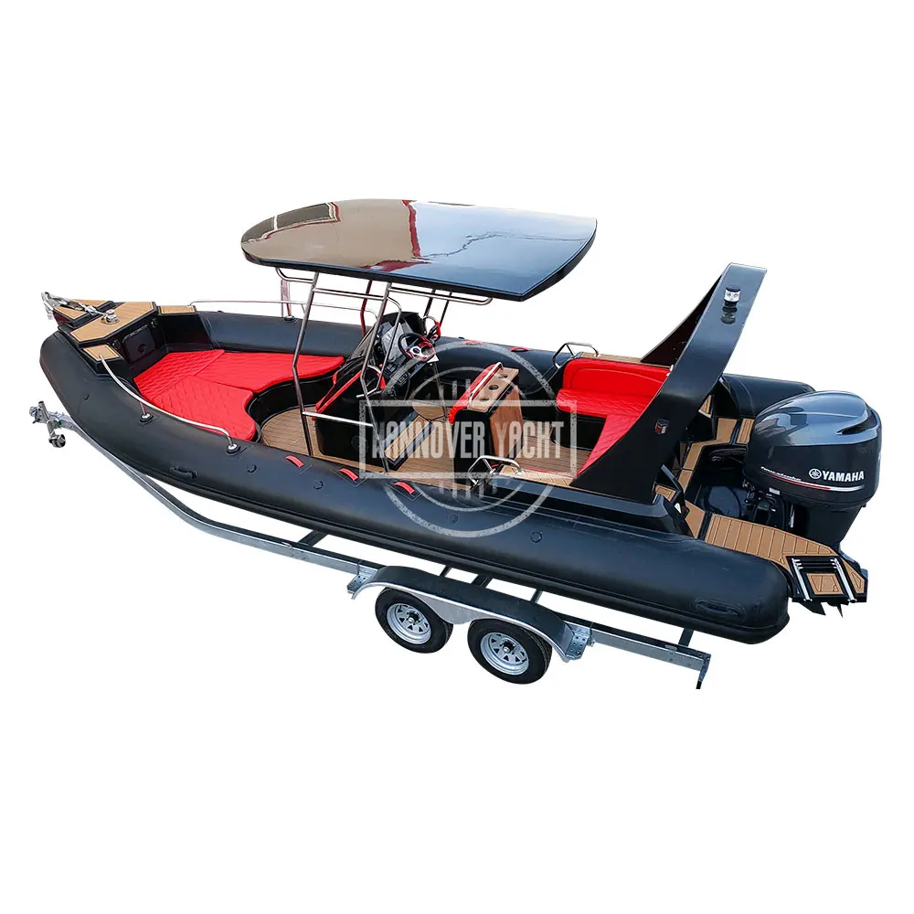 Hot Sale 25ft RIB 760 Luxury Hypalon Rigid Hull Inflatable Boats For Family